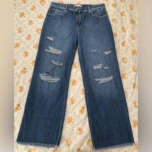 Maurice’s KanCan Dark Drape Ripped High Rise Wide Leg Jean